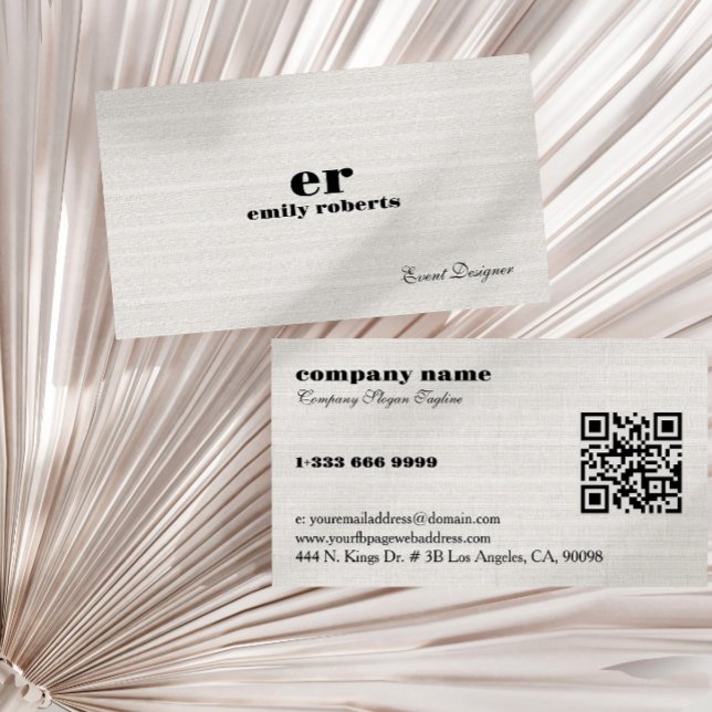 Carte de visite à code QR en toile de jute blanche (Créateur téléchargé)