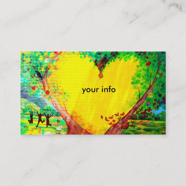 carte de visite à coeur jaune d'amitié (Devant)