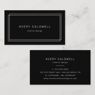 Carte de visite à double cadre noir Avery Moderne