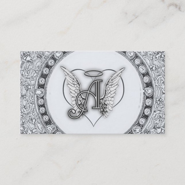 Carte De Visite A est pour l'initiale d'ange avec le monogramme de (Devant)