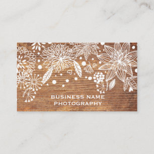 carte de visite à fleurs de bois rustique