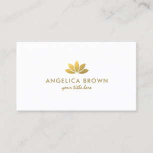 Carte de visite à fleurs de Lotus Faux Gold Foil