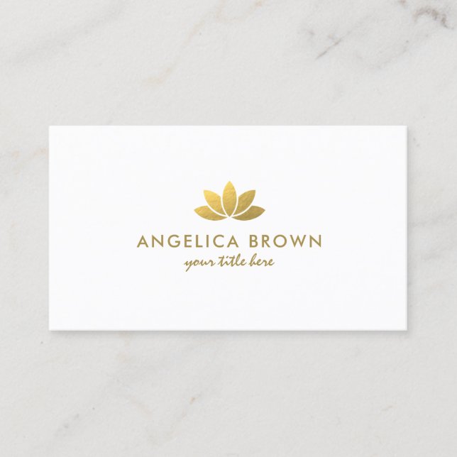 Carte de visite à fleurs de Lotus Faux Gold Foil (Devant)
