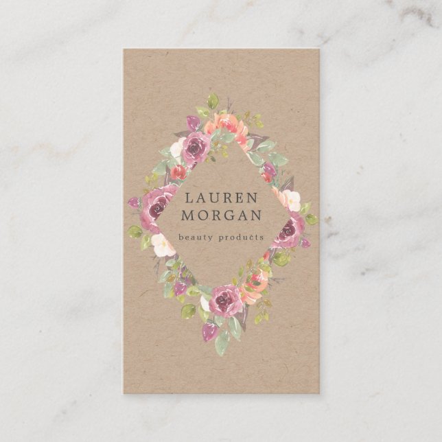 carte de visite à fleurs d'été rustique (Devant)