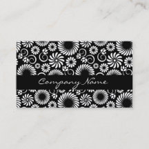 Carte de visite à fleurs noir et blanc