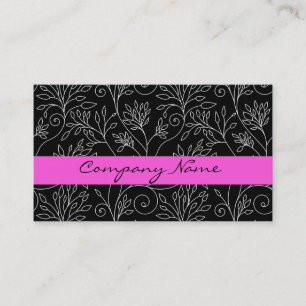 Carte de visite à fleurs noir et blanc