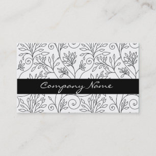 Carte de visite à fleurs noir et blanc
