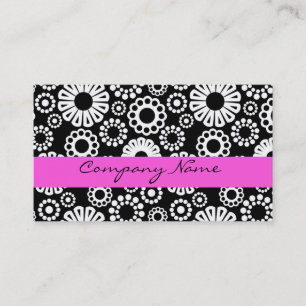 Carte de visite à fleurs noir et blanc