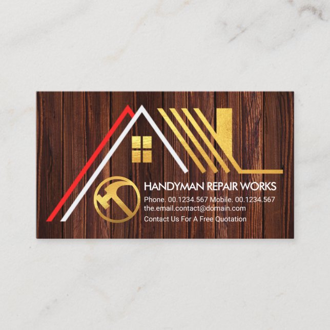Carte De Visite A-Frame Gold Toit Bois Constructeur manutentionneu (Devant)