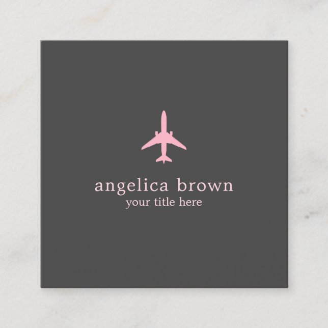Carte de visite à jet rose - Style aviation modern (Devant)