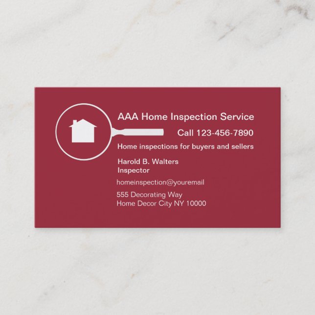 Carte de visite à la maison d'inspection (Devant)