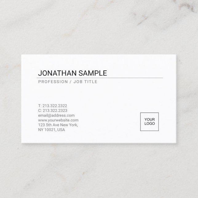 Carte De Visite À la mode ajoutez votre plaine simple blanche (Devant)
