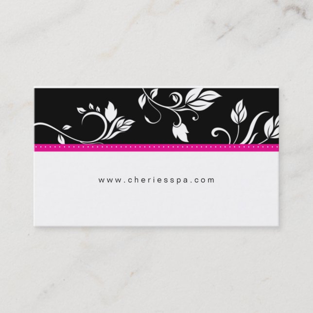 Carte de visite à la mode floral noir blanc de (Devant)