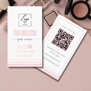 Carte de visite à logo rose et blanc Modern Blush