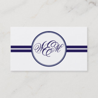 Carte de visite à monogramme avec cadre à rayures