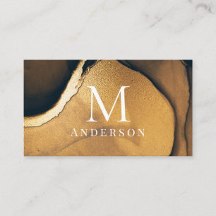 Carte de visite à monogramme double masculin doré