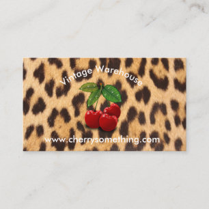 Carte de visite à motif cerise de style rétro vint