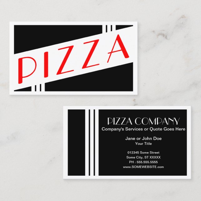 carte de visite à pizza rétro (Devant / Derrière)