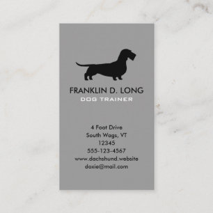 Carte De Visite À poils durs Dachshund Chien Silhouette gris verti
