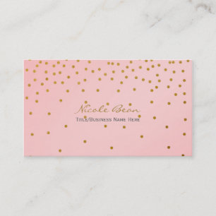 Carte de visite à points de confettis rose poudré