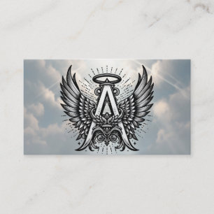 Carte De Visite A pour lettre alphabet Angel Initial