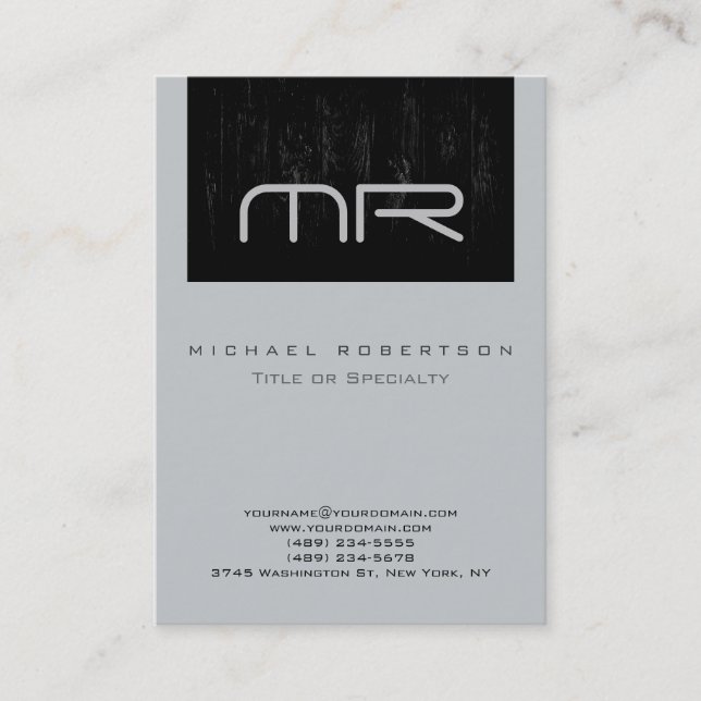Carte de visite à rayures à effet de bois Monogram (Devant)