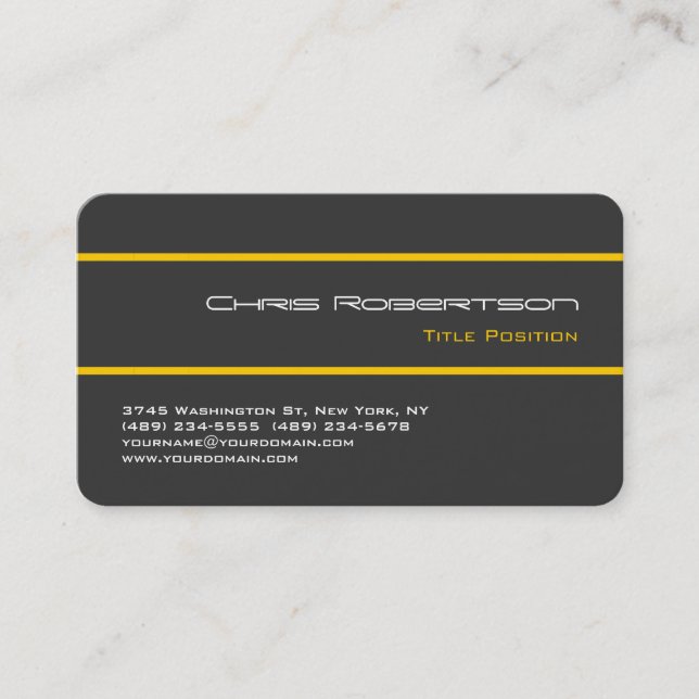 Carte de visite à rayures jaunes gris du coin rond (Devant)