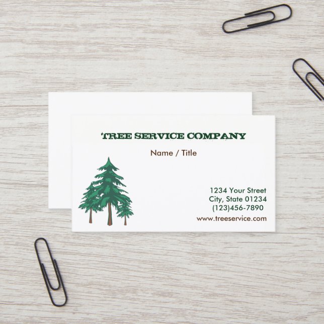 Carte de visite à simple face de service d'arbre (Devant/Arrière en situation)