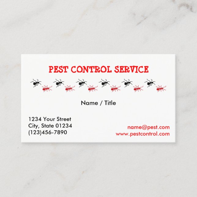 Carte de visite à simple face de service de (Devant)