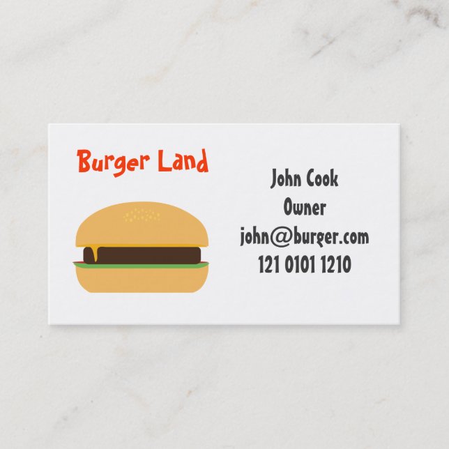 carte de visite à thème Burger (Devant)