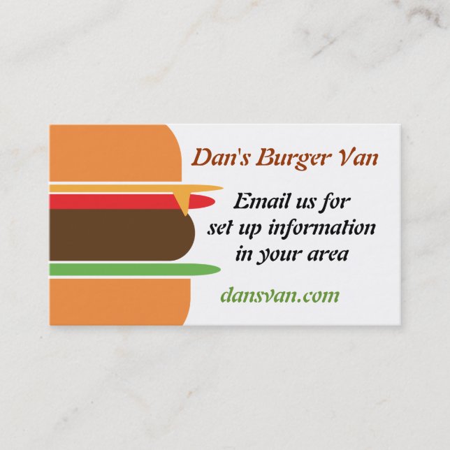 Carte de visite à thème Cheeseburger (Devant)