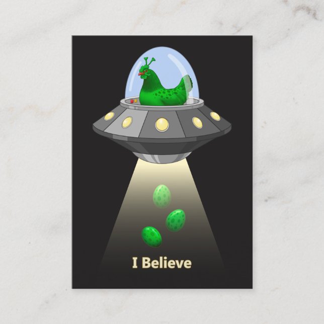 Carte De Visite Abduction verte drôle d'alien d'oeufs de poulet (Devant)