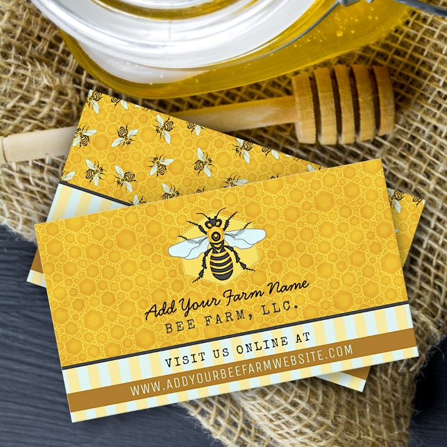 Carte De Visite Abeille Abeille Apiariste abeilles Honeycomb (Créateur téléchargé)