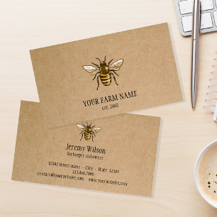 Carte De Visite Abeille Apiariste Ferme d'abeilles Honeycomb