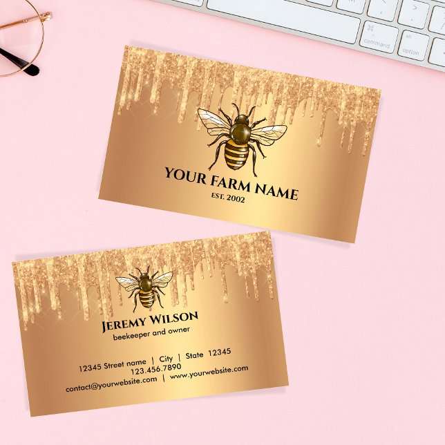 Carte De Visite Abeille Apiariste Ferme d'abeilles Honeycomb (Créateur téléchargé)