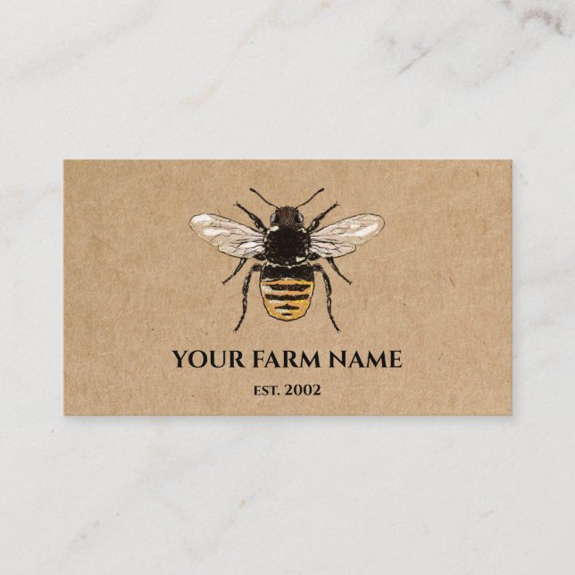 Carte De Visite Abeille Apiariste Ferme d'abeilles Honeycomb Sq (Devant)