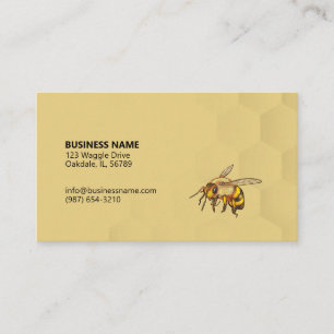 Carte De Visite Abeille colorée et peigne de miel légère en or amb