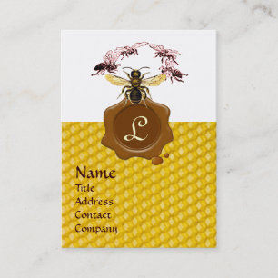 CARTE DE VISITE ABEILLE DE MIEL, MONOGRAMME DE JOINT DE CIRE DE