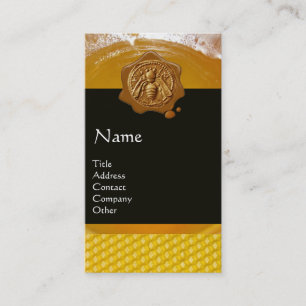 CARTE DE VISITE ABEILLE DE MIEL, MONOGRAMME DE JOINT DE CIRE DE