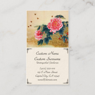 Carte De Visite Abeille fraîche de fleur de rose d'aquarelle de