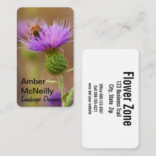 Carte De Visite Abeille Occupée sur la photo de chardon violet