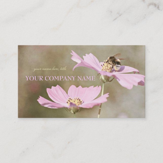 Carte De Visite Abeille sur la fleur rose (Devant)