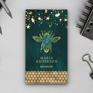 Carte De Visite Abeille turquoise Parties scintillant or miel apic