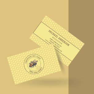 Carte De Visite Abeille vintage et nid d'abeilles  