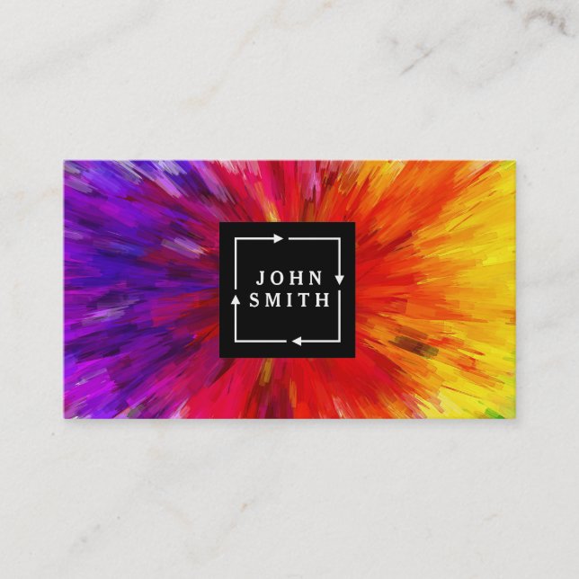 Carte De Visite Abrégé sur multicolore moderne cool d'aquarelles (Devant)