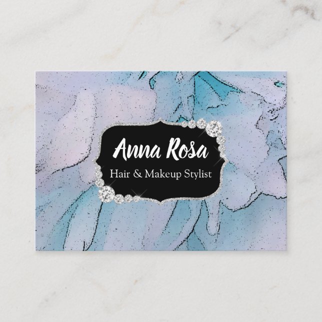 Carte De Visite Abrégé sur rose de *~* et bleu artistique diamant (Devant)