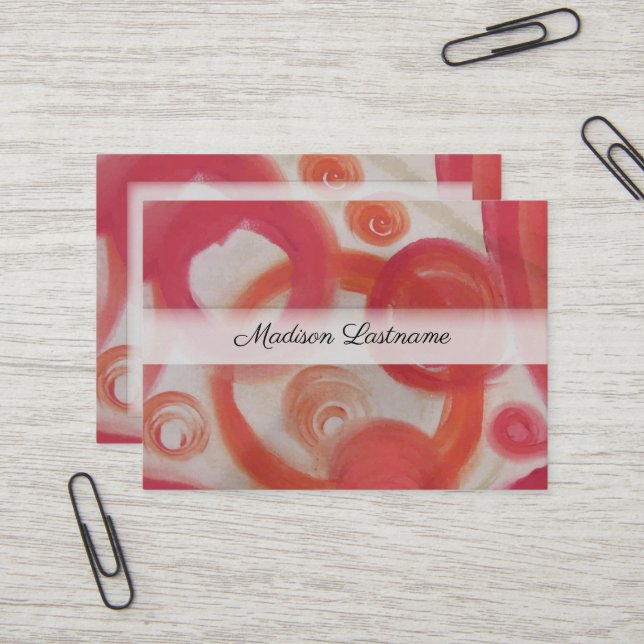 Carte De Visite Abrégé sur rose et orange (Devant/Arrière en situation)