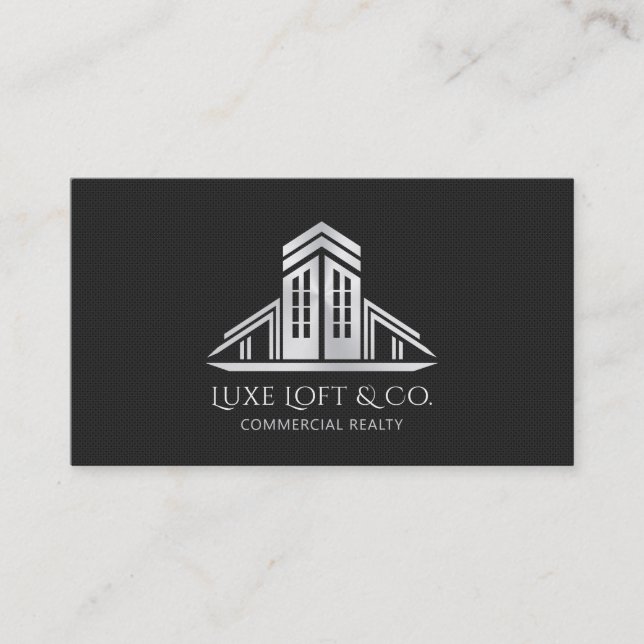 Carte De Visite Abstract Real Estate Logo | Silver (Devant)