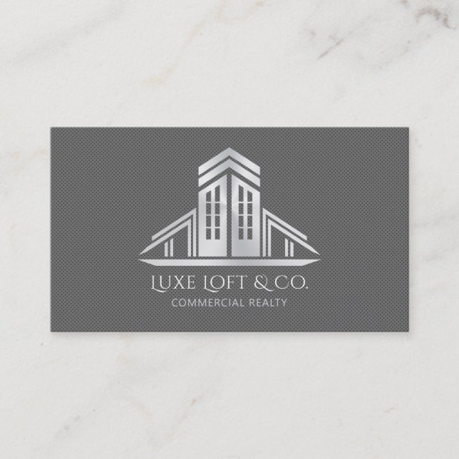 Carte De Visite Abstract Real Estate Logo | Silver (Devant)