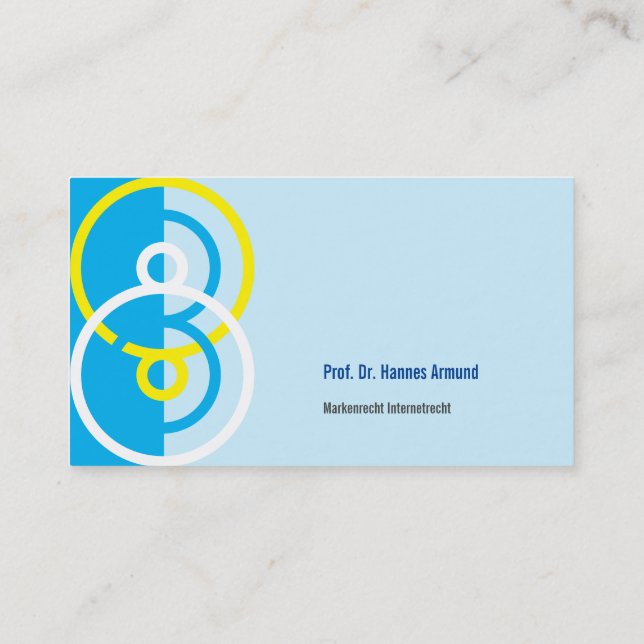 Carte De Visite Abstract round logo blue yellow business card (Dos)
